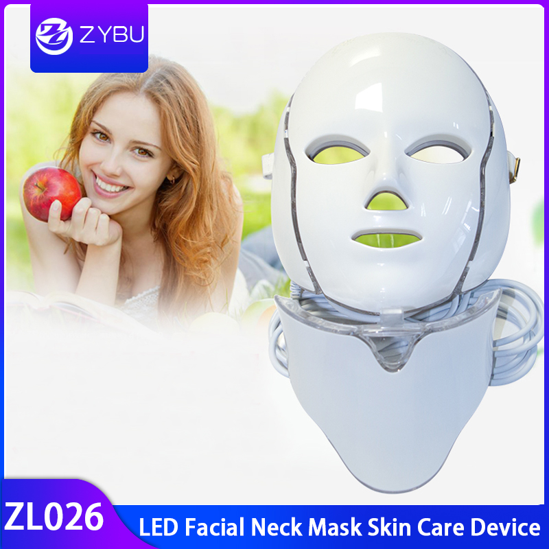 PDT 7 LED Light Therapy Face Beauty Machine LED Facial Neck Mask With Microcurrent for Skin Whitening Device