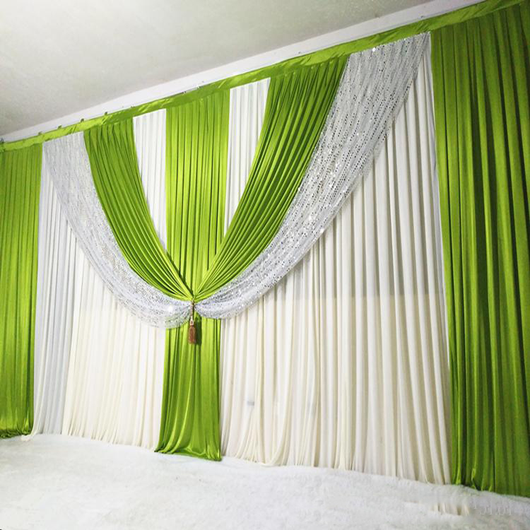 Gold Wedding Backdrops Curtain Silver Sequins wedding background Ice Silk Scene Decorative Curtain Wedding Decoations 3X6M(10ftX20ft)