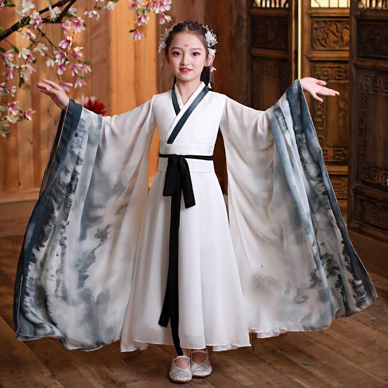 Stage Wear Hanfu Traditional Chinese Costume For Kids Girl Fairy Outfits Folk Dress Ancient Dance Children Tang Suit DN4918, White
Stage Wear Hanfu Traditional Chinese Costume For Kids Girl Fairy Outfits Folk Dress Ancient Dance Children Tang Suit DN4918, White