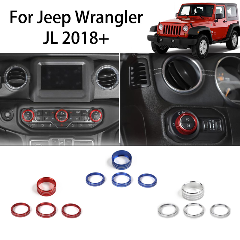 Aluminum Alloy Headlight And Air Conditioning Rotary Decorative ring Decoration Cover Fit for Jeep Wrangler JL Auto Interior Accessories