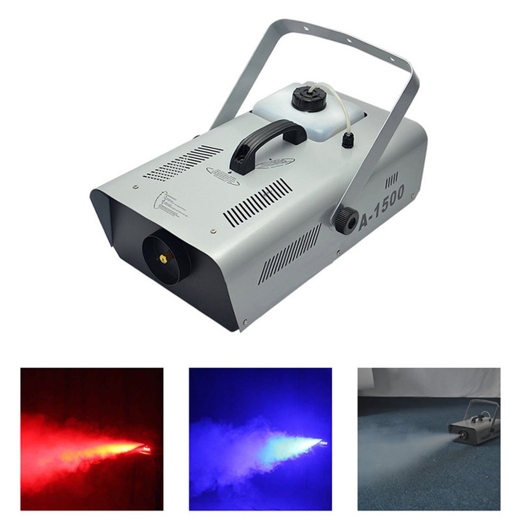 AUCD US EU Plug 220V 110V 1500W Fog Thermostatic Smoke Machine Remote Fogging Machines DJ Stage Light For Home Party Wedding Smoke-A1500