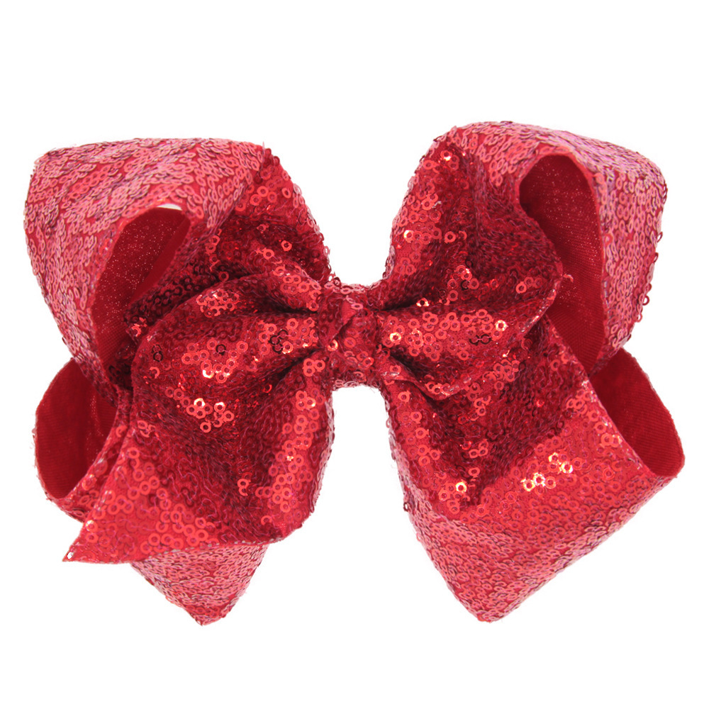 8 inch Big Large Sequin Grosgrain Ribbon Hair Bow Alligator Clips Barrette Bowknot Headwear Children Girls Hair Accessories