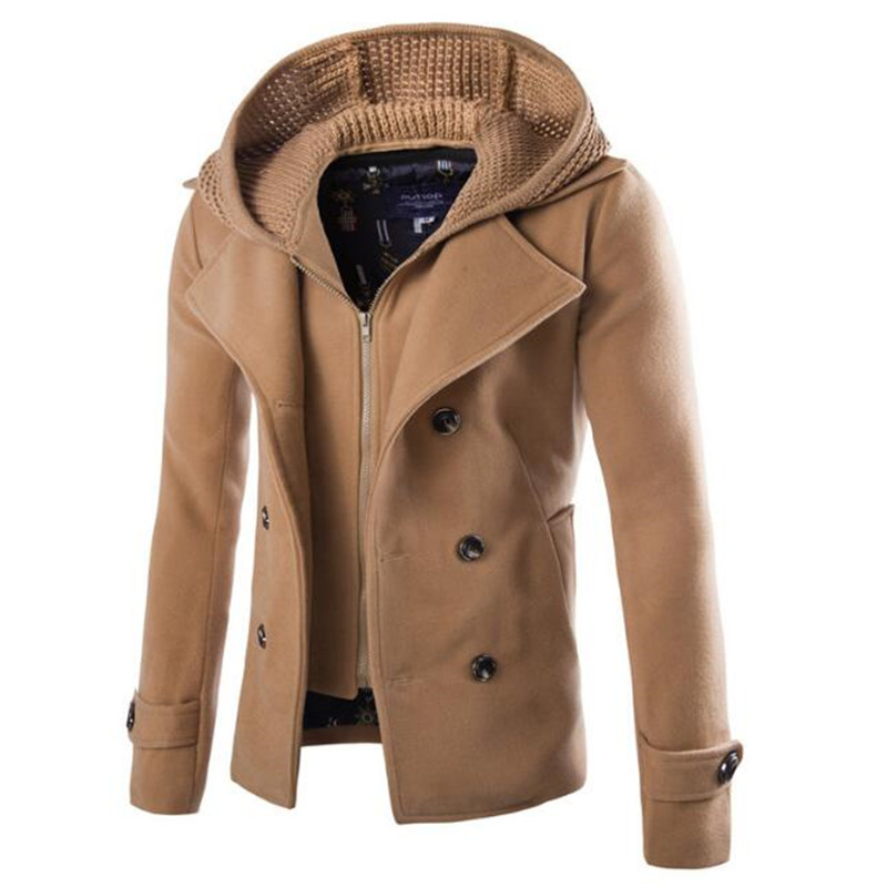 short Wool Coat Men Fashion Patchwork Sweater Wool Blend Double Breasted Pea Coat Jacket Men Winter Hooded jacket, Black
short Wool Coat Men Fashion Patchwork Sweater Wool Blend Double Breasted Pea Coat Jacket Men Winter Hooded jacket, Black