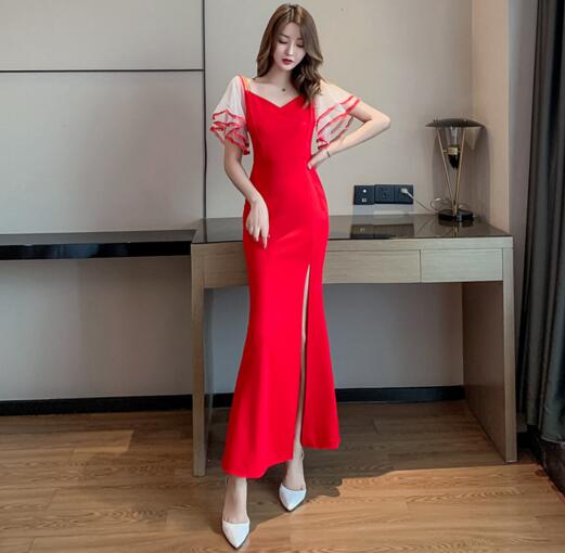 Toast clothing female bride red long simple atmosphere slim sexy fishtail wedding evening dress, Black
Toast clothing female bride red long simple atmosphere slim sexy fishtail wedding evening dress, Black