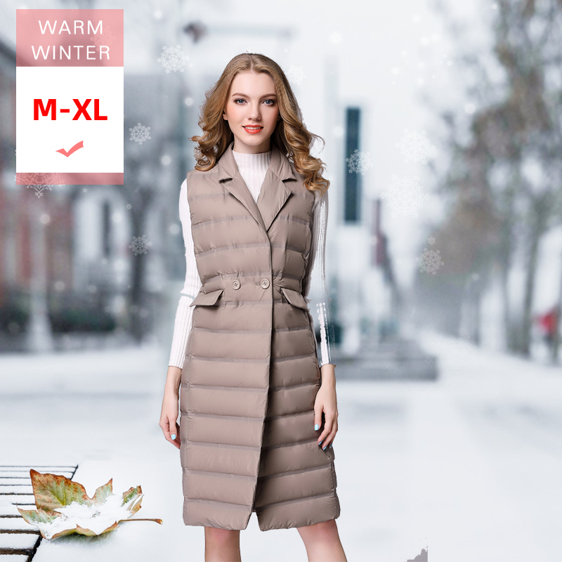 Women Fashion White Duck Down Long Vest Female ultra Light Warm Sleeveless Down Coat Turn-down Collar Jacket Single Breasted, Black
Women Fashion White Duck Down Long Vest Female ultra Light Warm Sleeveless Down Coat Turn-down Collar Jacket Single Breasted, Black