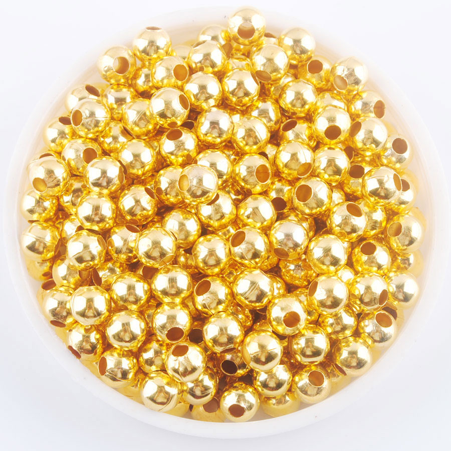 WOJIAER 3mm 4mm 6mm 8mm Gold Silver-Color Pewter Metal Iron Round Loose Beads Spacer for Jewelry Making 100pcs/lot BH306