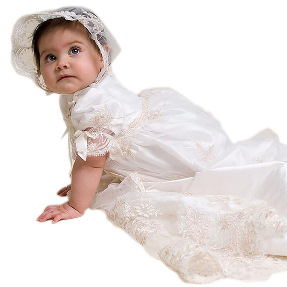 Newborn Baby Girls Baptism Christmas Lace Applique Dresses Lace 1 Year Birthday Dress Infant Princess Christening Dress