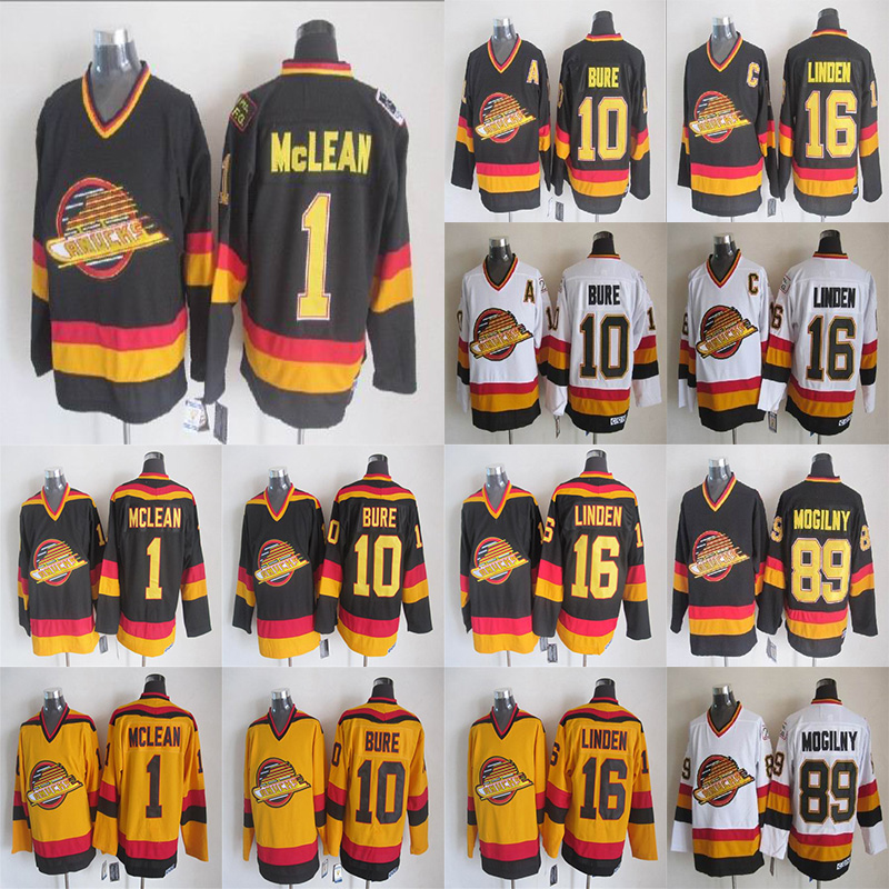 Vintage Vancouver Heritage Canucks 1 Kirk Mclean 10 Pavel Bure 16 Trevor Linden 89 Alexander Mogilny Black White Nhl Ice Hockey Jerseys
Vintage Vancouver Heritage Canucks 1 Kirk Mclean 10 Pavel Bure 16 Trevor Linden 89 Alexander Mogilny Black White Nhl Ice Hockey Jerseys
