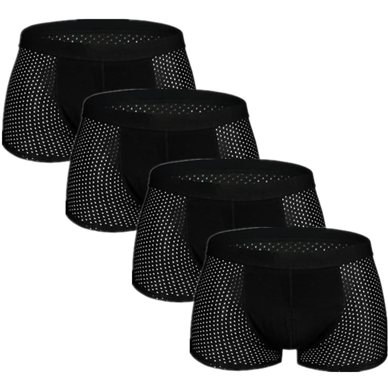 4pcs/lot L-7XL Plus Size Men Mesh Underwear Boxers Shorts Solid Men's Clothing Boxer Panties Sexy Mens Underpants
