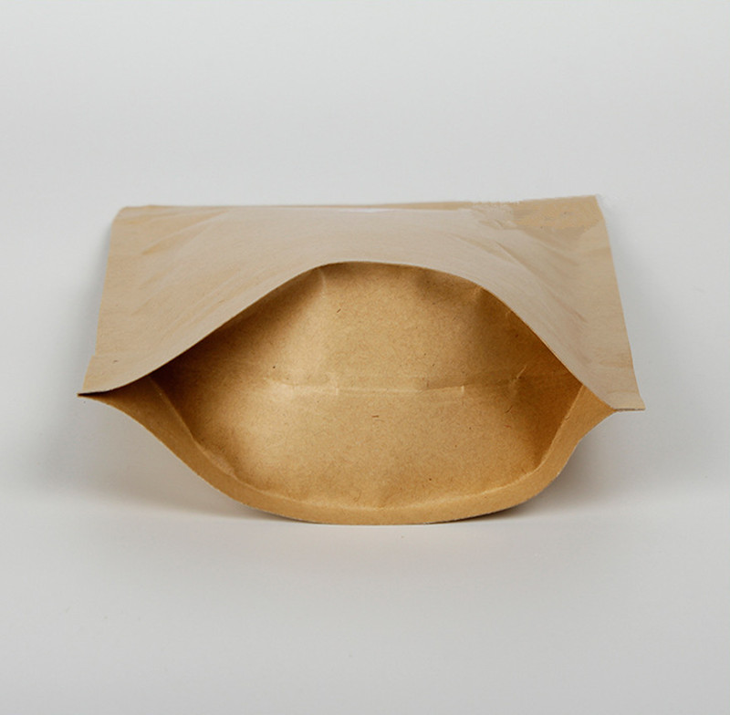 100pcs Thick Resealable Stand up Kraft Paper Zip Lock Packaging Bag Resealable Coffee Powder Snack Sugar Nuts Tea Waterproof X-mas Wedding Gifts Stora