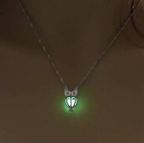 Charm Glowing Owl Pendant Necklace Cute Luminous Jewelry Choker 3 Colors Christmas Gift For Women Necklace Fashion Dropshipping GB66