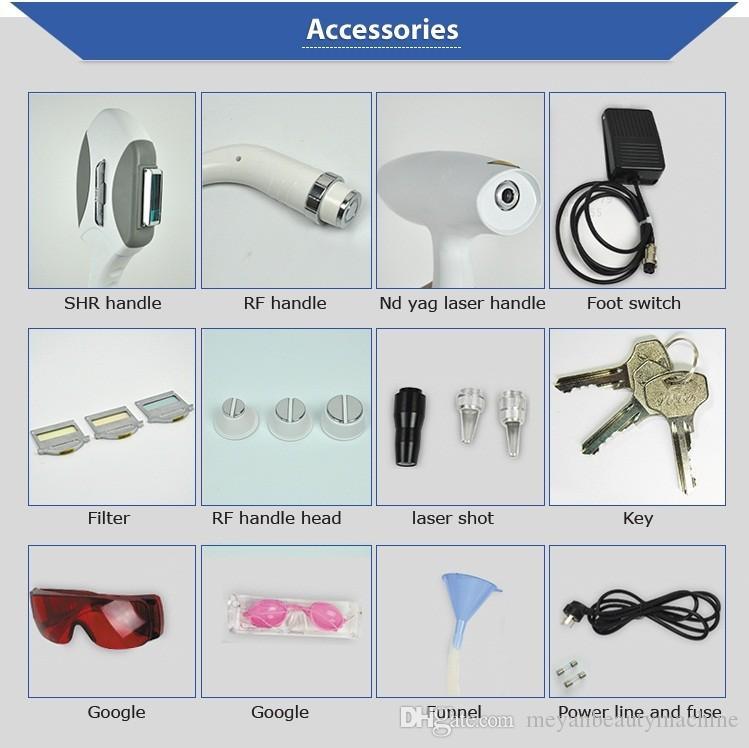 Newest Feature Multifunction is one equipment integrates with OPT + RF + E-Light + ND: YAG Laser systems Hair removal beauty machine