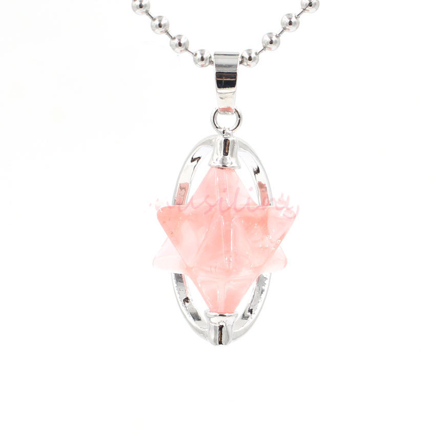 Reiki Healing Crystal Five Star Pendant Men and Women Stainless Steel Reiki Healing Necklace