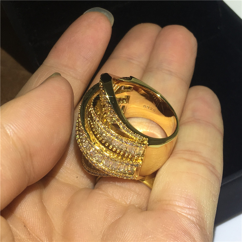 Handmade Big Across Jewelry 925 Sterling silver ring Diamond Party wedding band rings for women men Finger Gift