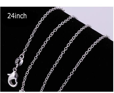 Necklaces Best Price ! 100pcs /lot 925 Sterling Silver Rolo O Chain Necklaces Jewelry 1mm 16 -- 24 925 Silver DIY Chains Fit Pendant Jewelry