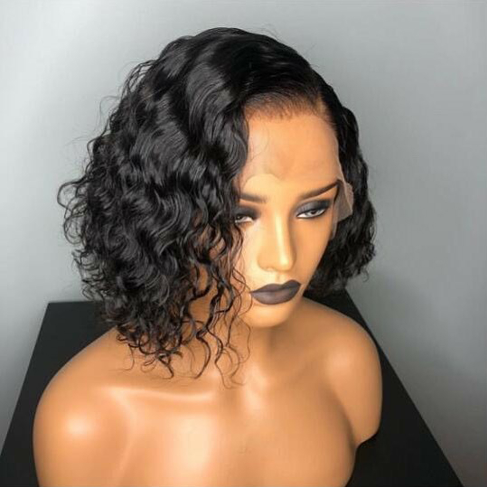 Water Wave Short hd transparent Bob Wigs 13x4 Lace Front Human Hair Wigs For Women 150% Brazilian Glueless 360 Lace Frontal Wig Full Black diva1