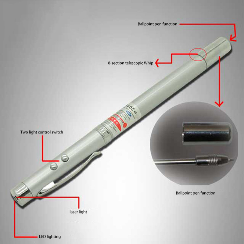 5-in-1 telescopic pointer infrared laser pen multi-function Small flashlight infra red flashlight LED flashlight teaching tool
