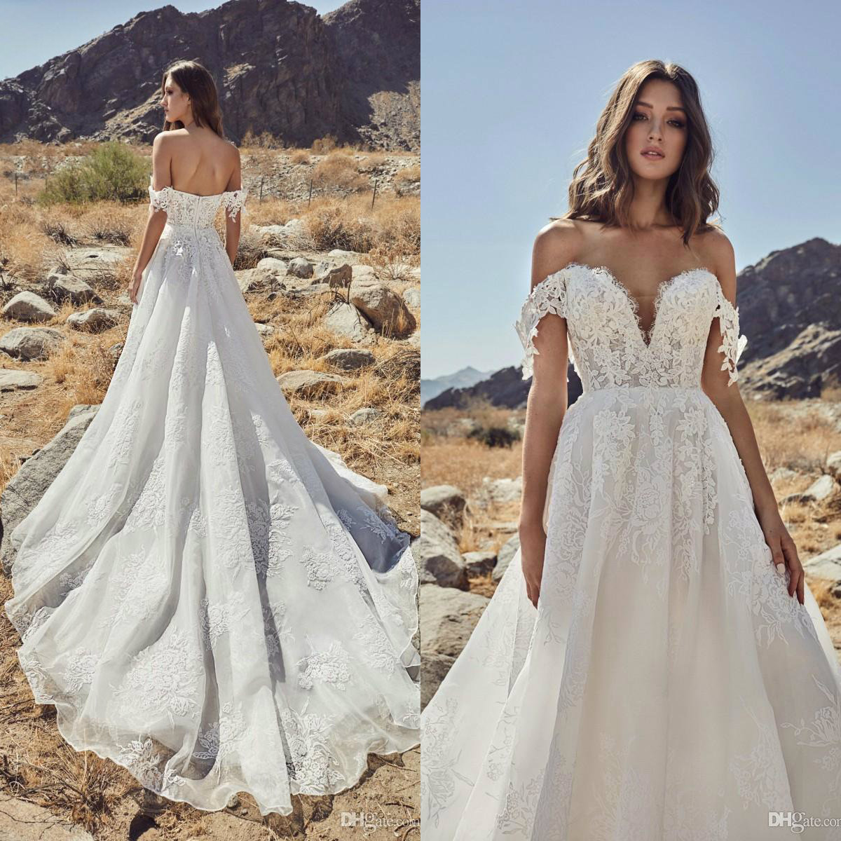 Calla Blanche 2020 Wedding Dresses Off Shoulder Lace Boho Bridal Gowns Sleeveless Backless A Line Princess Wedding Dress vestido de novia