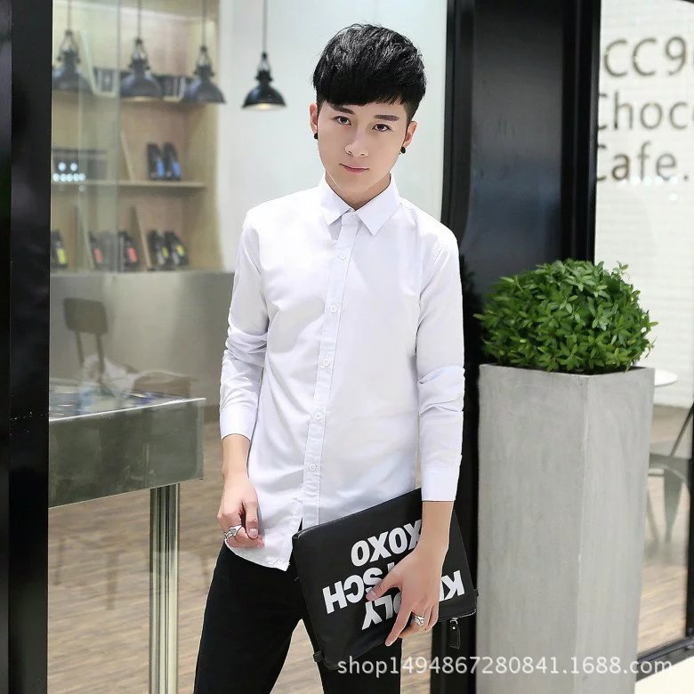 White shirt men' long sleeve, slim, solid color business casual shirt men' teenagers'shirt, Color1
White shirt men' long sleeve, slim, solid color business casual shirt men' teenagers'shirt, Color1