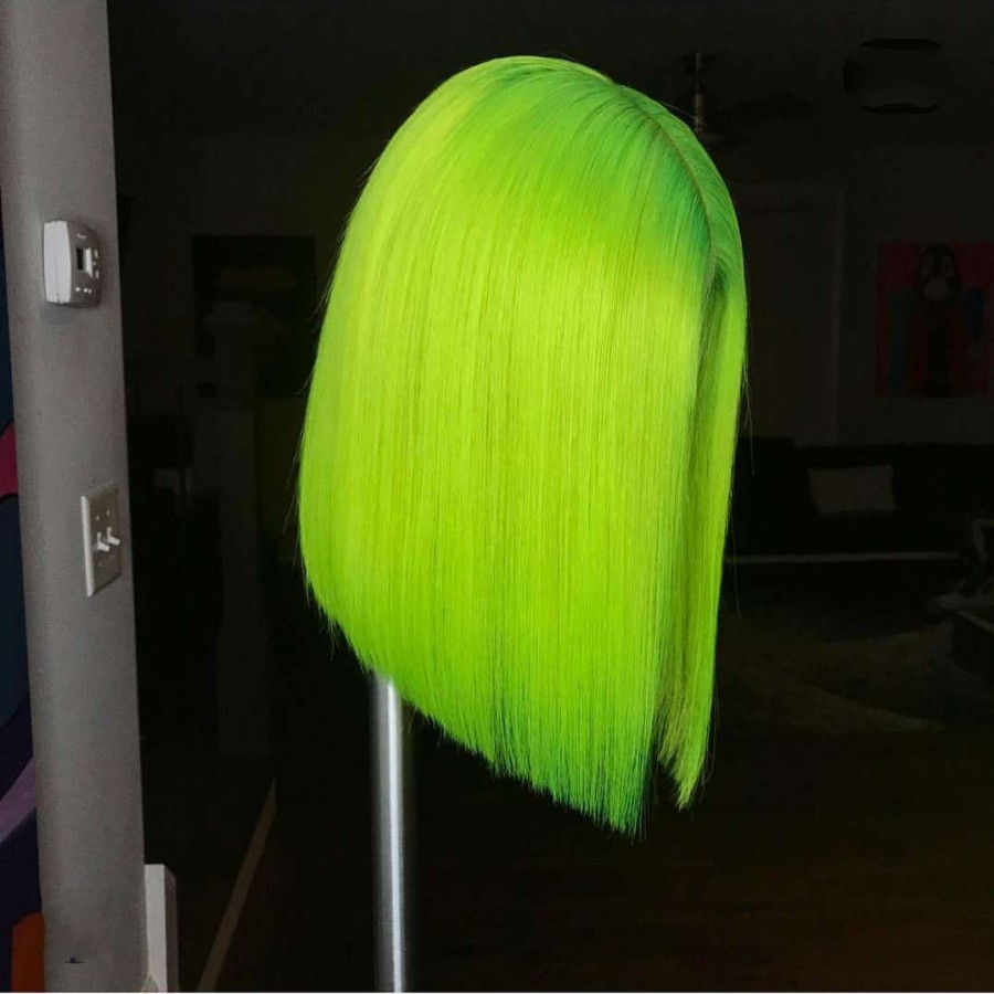 Fashion cheap brazilian full Lace Front Wigs Green short bob wig For white/black Women Heat Resistant straight Synthetic cosplay Wig