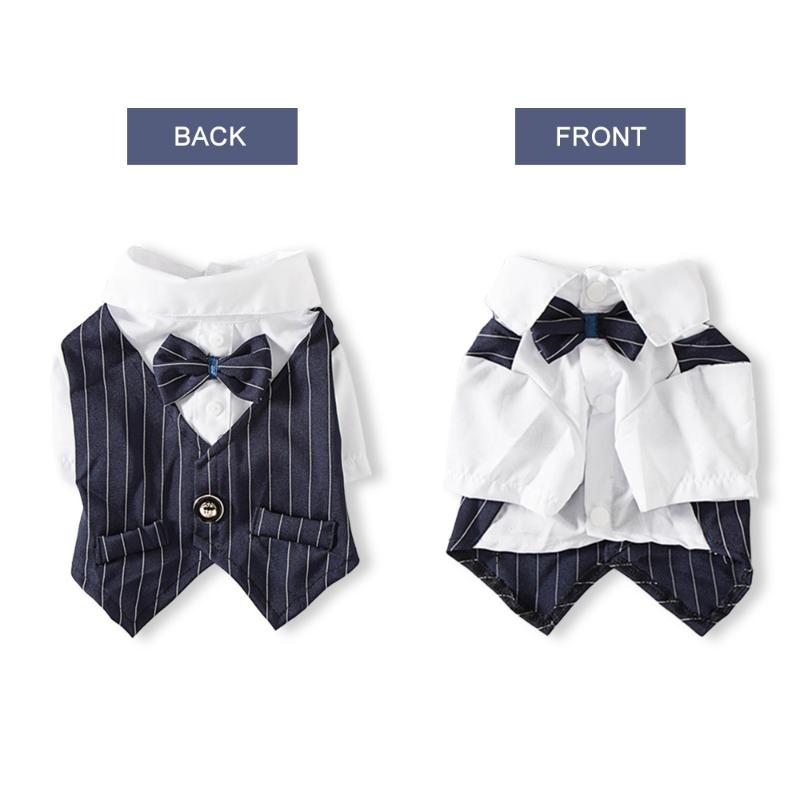 Gentleman Dog Clothes Wedding Suit Formal Shirt For Small Dogs Bowtie Tuxedo Pet Outfit Halloween Christmas Costume For Cats