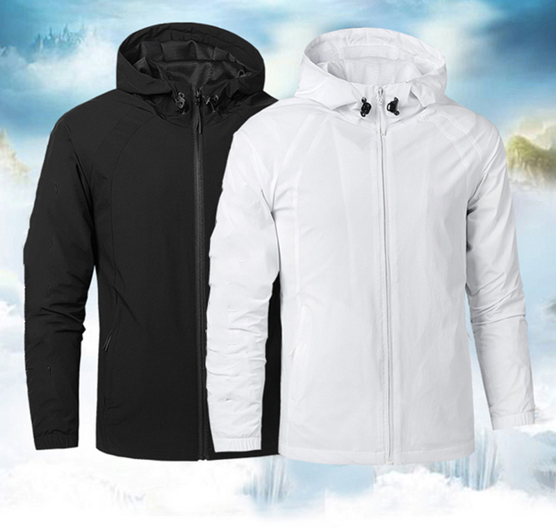 Fashion Men's Jacket Sport Windbreaker Mens Letter Print Jackets Zipper Pocket Men Casual Slim Hoodie Coat Hooded Jackets Size S-2XL