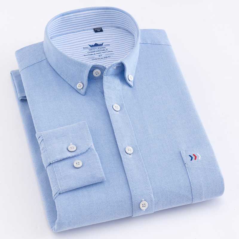 Solid Casual Long Sleeve Thick Oxford Cotton Shirt Embroidered On Left Chest Pocket Standard-fit Button-down Men Shirts, White
Solid Casual Long Sleeve Thick Oxford Cotton Shirt Embroidered On Left Chest Pocket Standard-fit Button-down Men Shirts, White