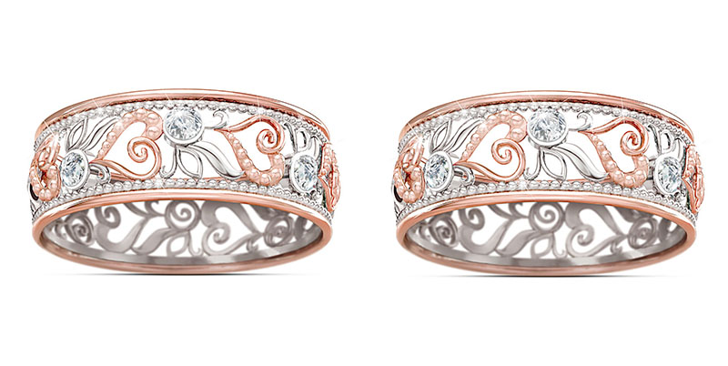 Fashion Jewelry Eternal Love Hollow Heart Ring Diamond Rose Gold Romantic Engagement Ring