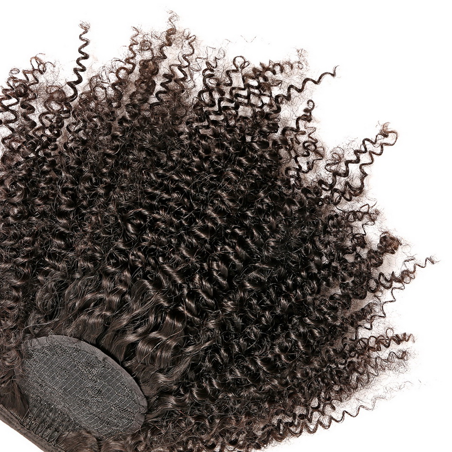 Chic kinky curly ribbon drawstri ponytail Gorgeous eye-catching ponytail hairstyle 1pcs human hair pony tail 16inch