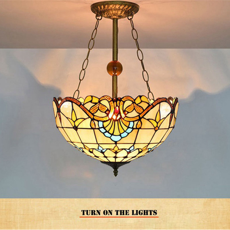 European creative glazed chandelier Tiffany stained glass living room dining room bedroom bar club decoration anti-chandelier TF045
