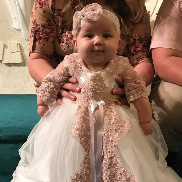 3/4 Long Sleeve Christening Gowns For Baby Girls Lace Appliqued Beads Baptism Dresses With Bonnet First Communication Dress