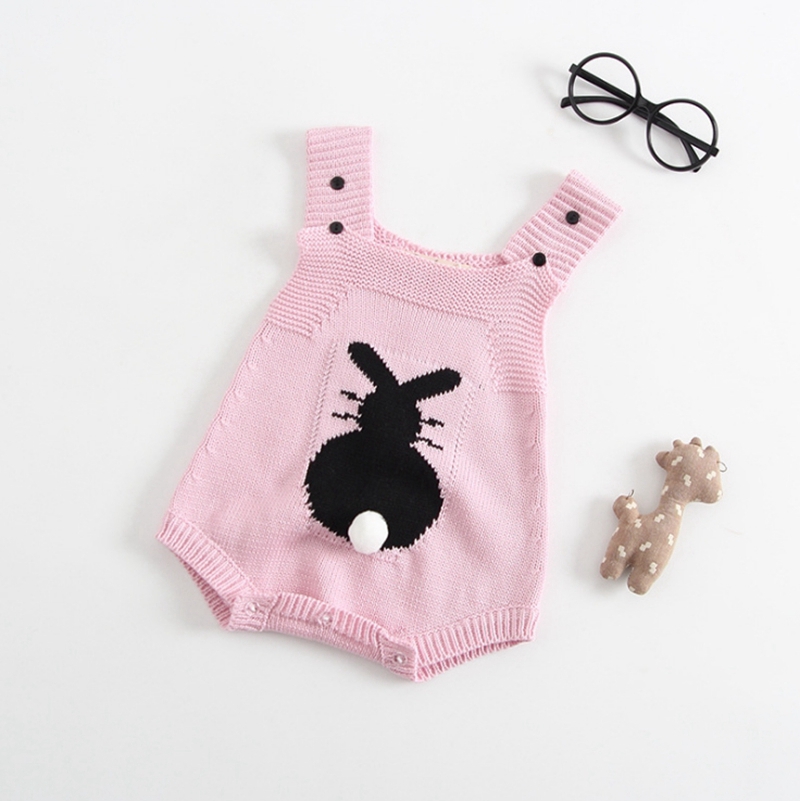 INS Rabbit Rompers Easter Bunny Knitted Baby Jumpsuits Sleeveless Kids Suspender Romper Climbing Clothes Kids Clothing 4 Colors DHW2134