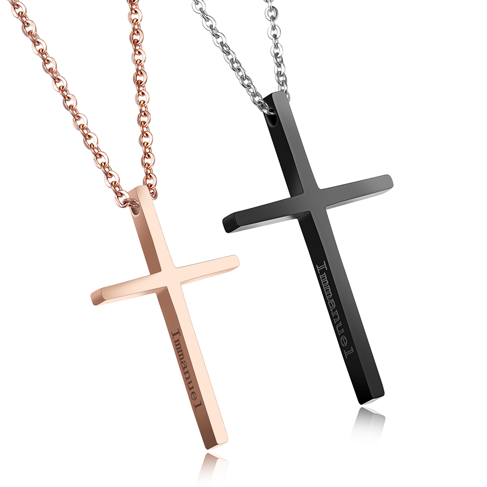 Can Lettering Cross Pendants Necklace Jewelry Stainless Steel Gold Plated Men Women Lover Gift Religious Jewelry