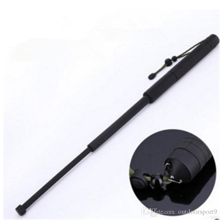 Wholesale Self Defense black Three Extendable Lightweight Rejection Plastic Stick Survival camping Protective gear free shipping