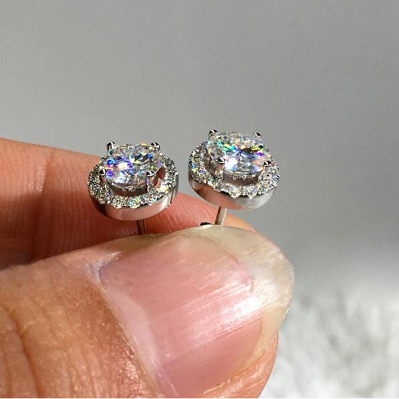 Choucong New Hot Sale Luxury Jewelry 925 Sterling Silver Round Cut White Clear 5A Cubic Zirconia Popular Party Women Wedding Stud Earring - view 7