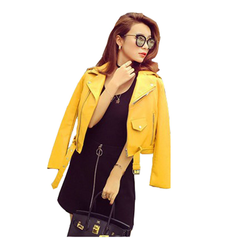 Spring Autumn Fashion Women Leather Jacket 2020 New Short Solid Color Women Jacket Lapel Long Sleeve Leather NUW972, Yellow 
Spring Autumn Fashion Women Leather Jacket 2020 New Short Solid Color Women Jacket Lapel Long Sleeve Leather NUW972, Yellow