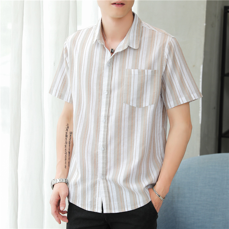 Summer Hot Sale Linen Shirts Men's Fashion Striped Cotton Linen Short Sleeve Shirt Men Casual Turn-down Collar Dress Shirt Male, Wx01-khaki
Summer Hot Sale Linen Shirts Men's Fashion Striped Cotton Linen Short Sleeve Shirt Men Casual Turn-down Collar Dress Shirt Male, Wx01-khaki