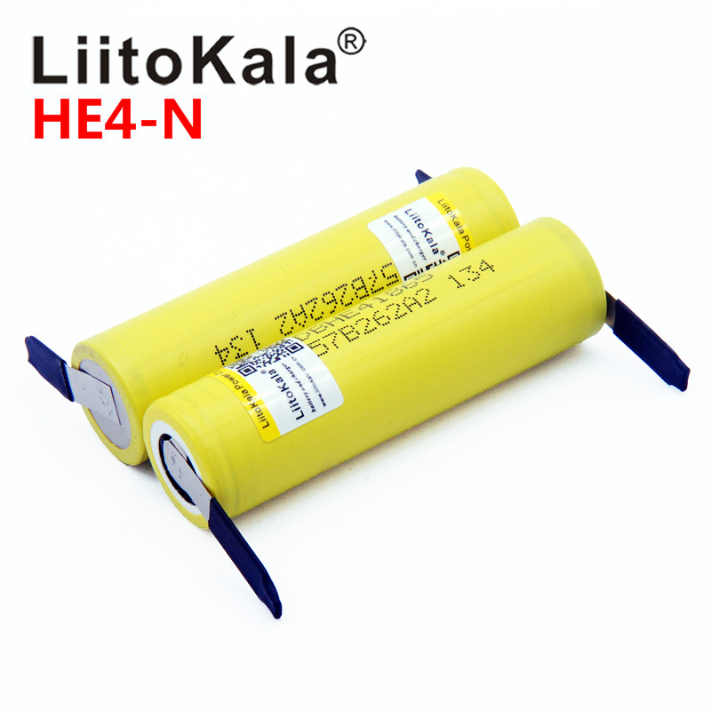 LiitoKala HE4 2500mAh Li-ion Battery 18650 3.7V Rechargeable Battery 20A 35A Discharge with Nickel Tab