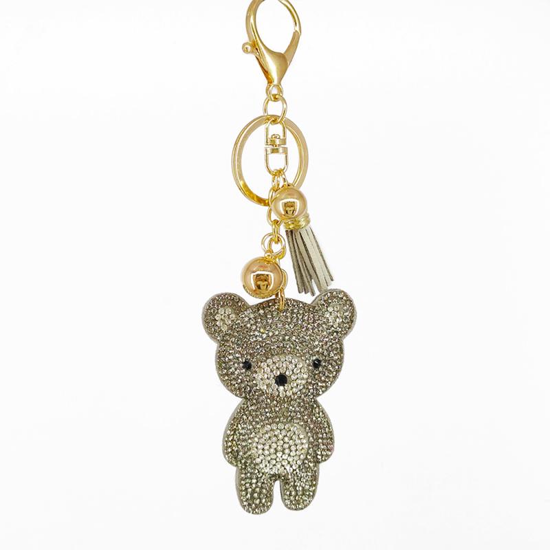 6pcs/lot Cute Key Chains Cartoon Bears Rhinestone Keychains Bags Wallet Pendants Decoration Jewelry Ornaments Phone Accessories