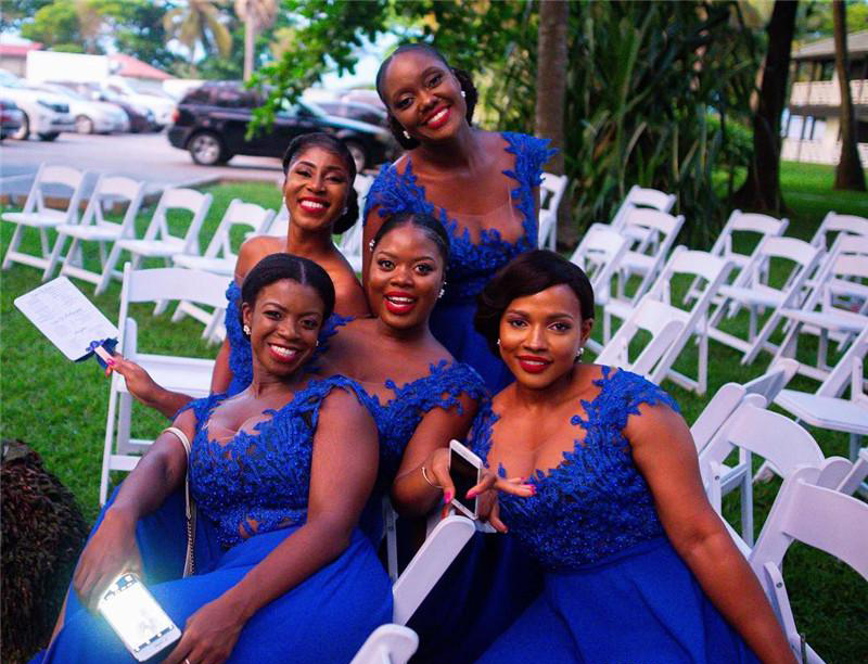 South African Blue Bridesmaid Dresses Black Girls Split Country Garden Formal Wedding Party Guest Maid of Honor Gowns Plus Size Custom Made