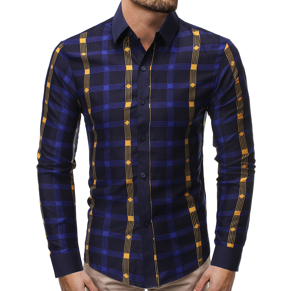 New Men's Plaid Fashion Shirt Coloured Shirts Business Long Sleeve Shirts, Navy blue
New Men's Plaid Fashion Shirt Coloured Shirts Business Long Sleeve Shirts, Navy blue