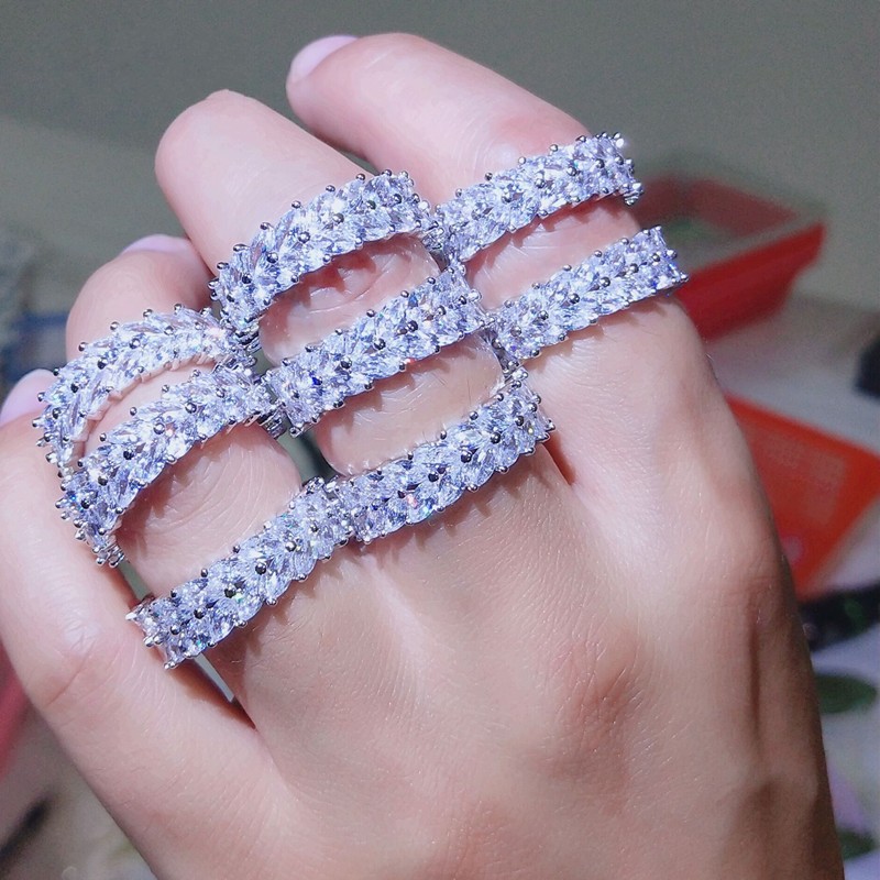 Sterg Sier White Topaz CZ Dia Eternity Ring for Women