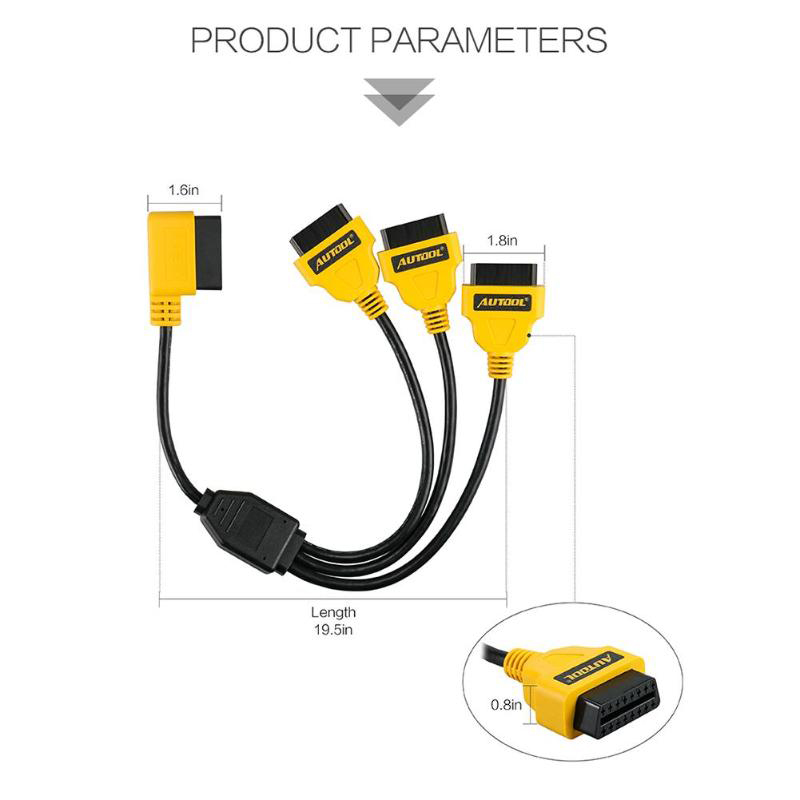 Car OBD2 Splitter Cable Automobile 50CM OBD 2 II Male to Female Y Cables 1 to 3 Converter Adapter Extension Split Cord