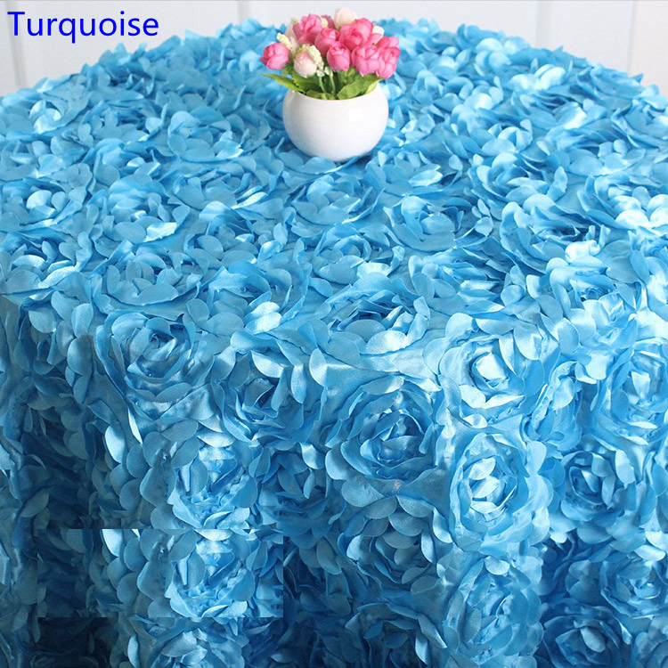 Various colours Round Table cloth rosette embroider table cover 3D rose flower design for wedding party hotel