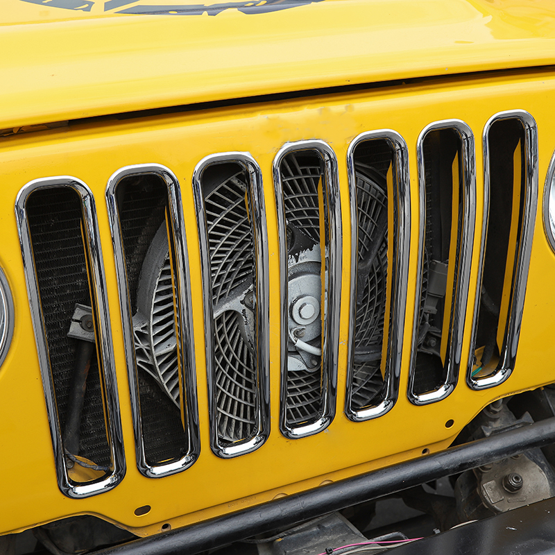 Chrome ABS Front Grille Inserts Trim Front Grill Slots For Jeep Wrangler TJ 1997-2006 Second Generati