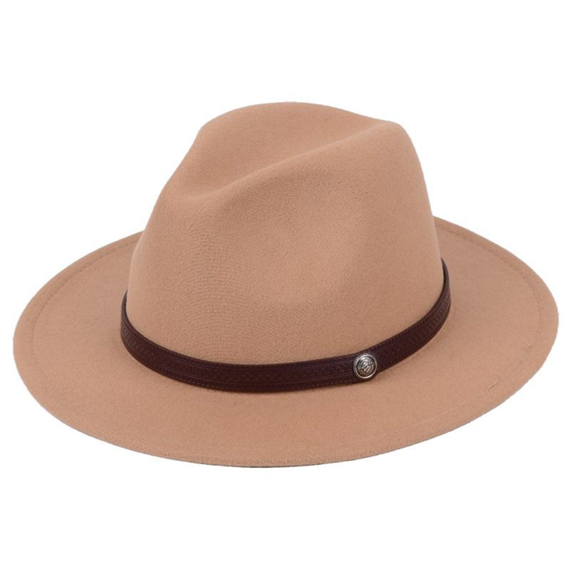 Fashion-e Unisex Wool Felt Fedora Hats with Leather Band Women Vintage Wide Brim Mens Fedoras Cap Jazz Hat Panama Formal Hat