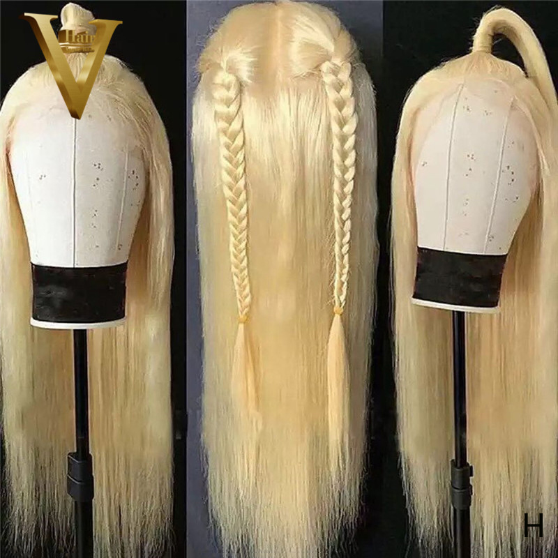 Blonde 613 Lace Front Wig 13x6 Transparent Lace Wigs Straight Front Human Hair Wigs For Women Pre Plucked Remy 150 Density, As pic