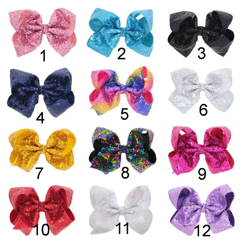 Hair Bows Clips Accessories for Girls Kids Hairpins Sequins Shining Large Big 8 INCH Bowknot Clip Barrettes Pary Headwear HC122
