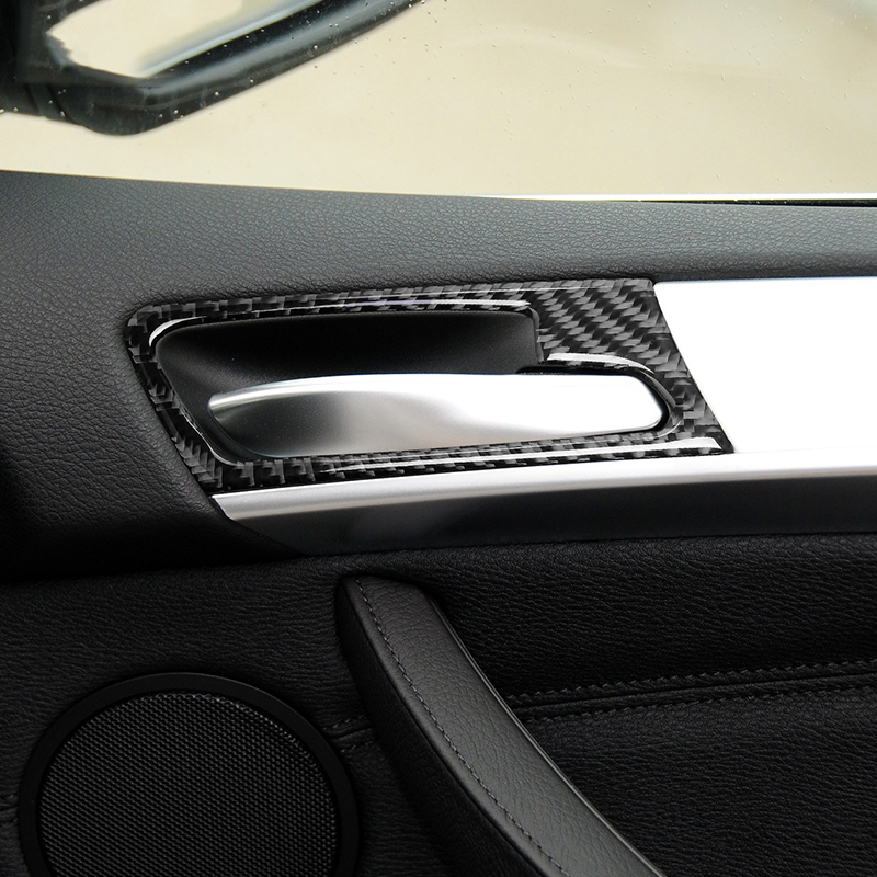 Carbon Fiber Car Interior Door Handle Cover Trim Door Bowl Stickers decoration for BMW E70 E71 X5 X6 2008-2013 2014 accessories
