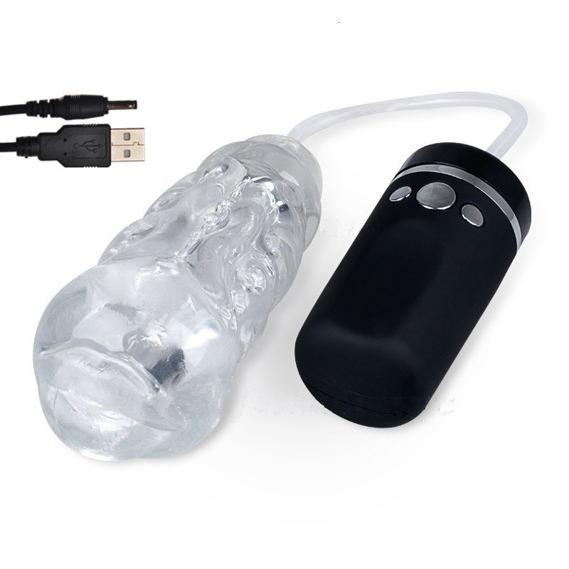 USB Rechargeable Strong Suck Machine Oral Sex Male Masturbator Cup, Electric Blowjob Vibrating Pocket Pussy Sex Toy For Men Y191011